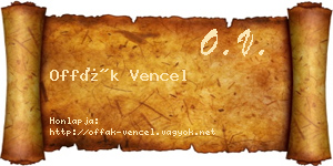 Offák Vencel névjegykártya